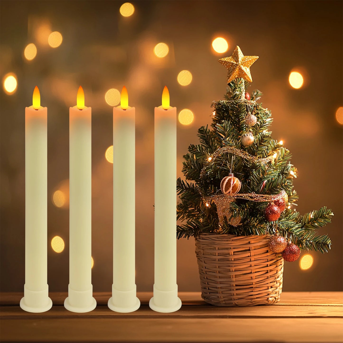 Flickering LED Taper Candles 6 Pack With Remote Flameless