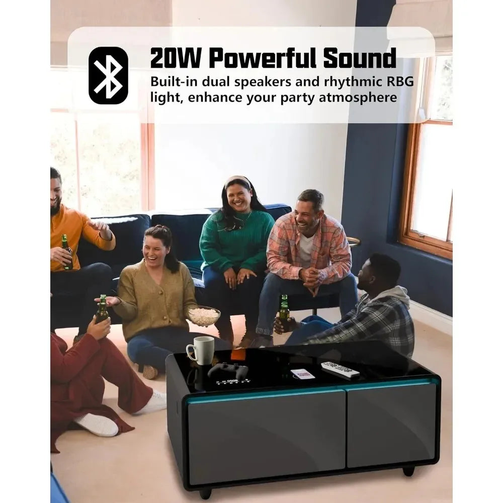 Smart Coffee Table With Fridge And Wireless Charging