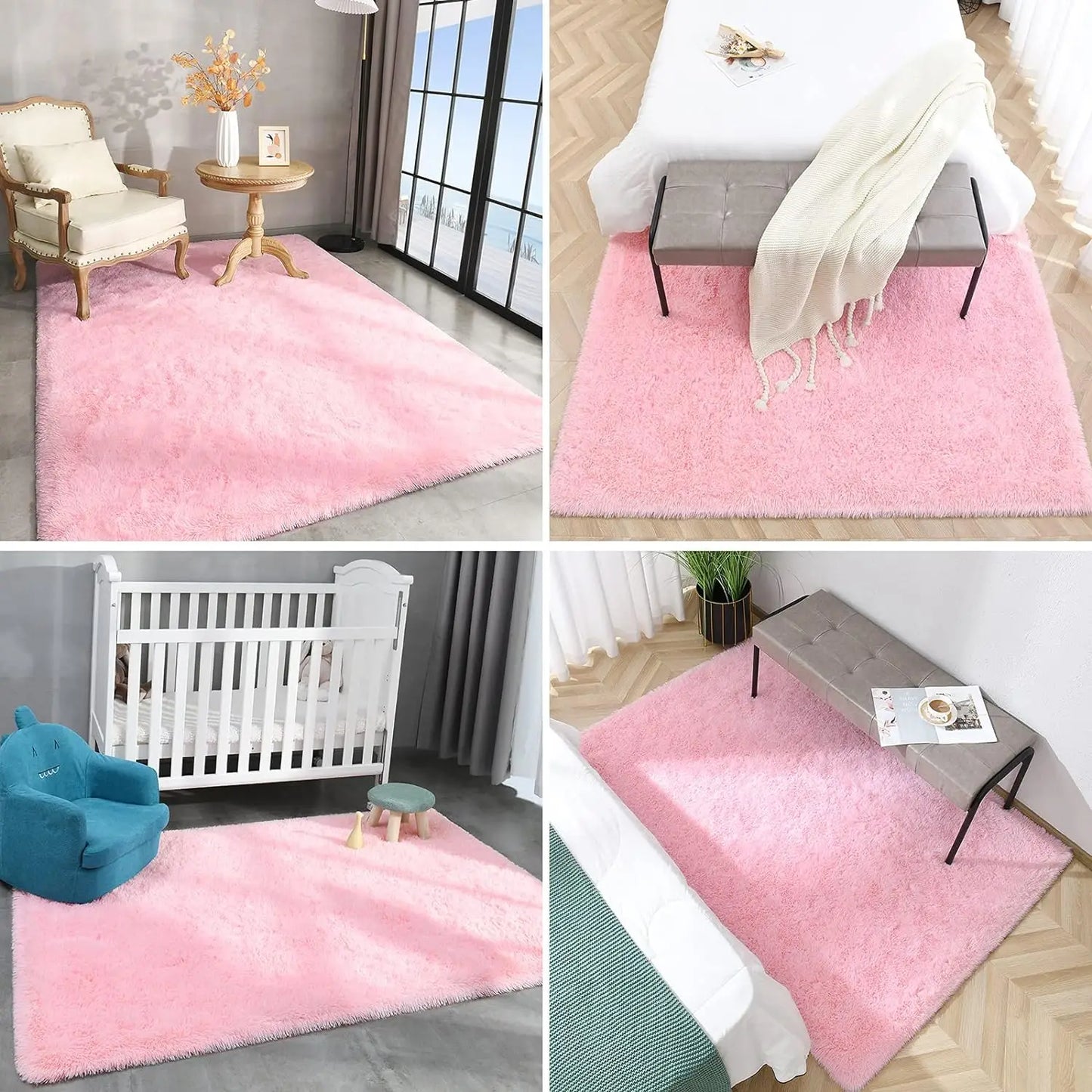 Fluffy Rugs for Bedroom Fuzzy Area Rugs for Living Room Soft Kids Carpet Non Slip for Hardwood Floors Room Decor