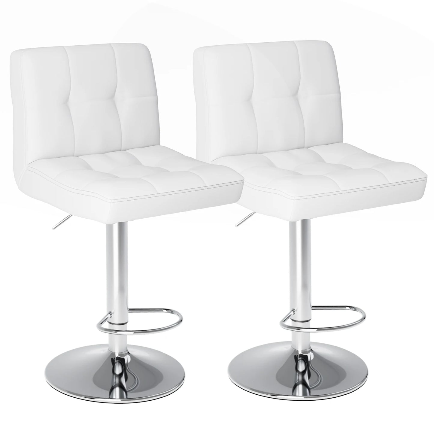 JHK PU Leather Bar Stools Set Of 2 Counter Height With SGS Gas Cylinder