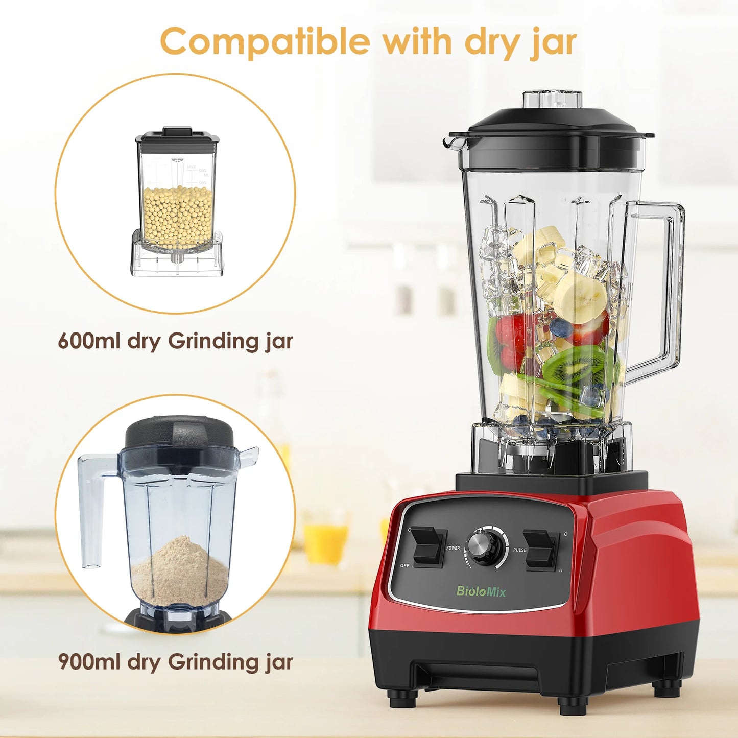 BPA Free 2200W Heavy Duty Commercial Grade Blender Mixer Juicer High Power Food Processor Ice Smoothie Bar Fruit Blender