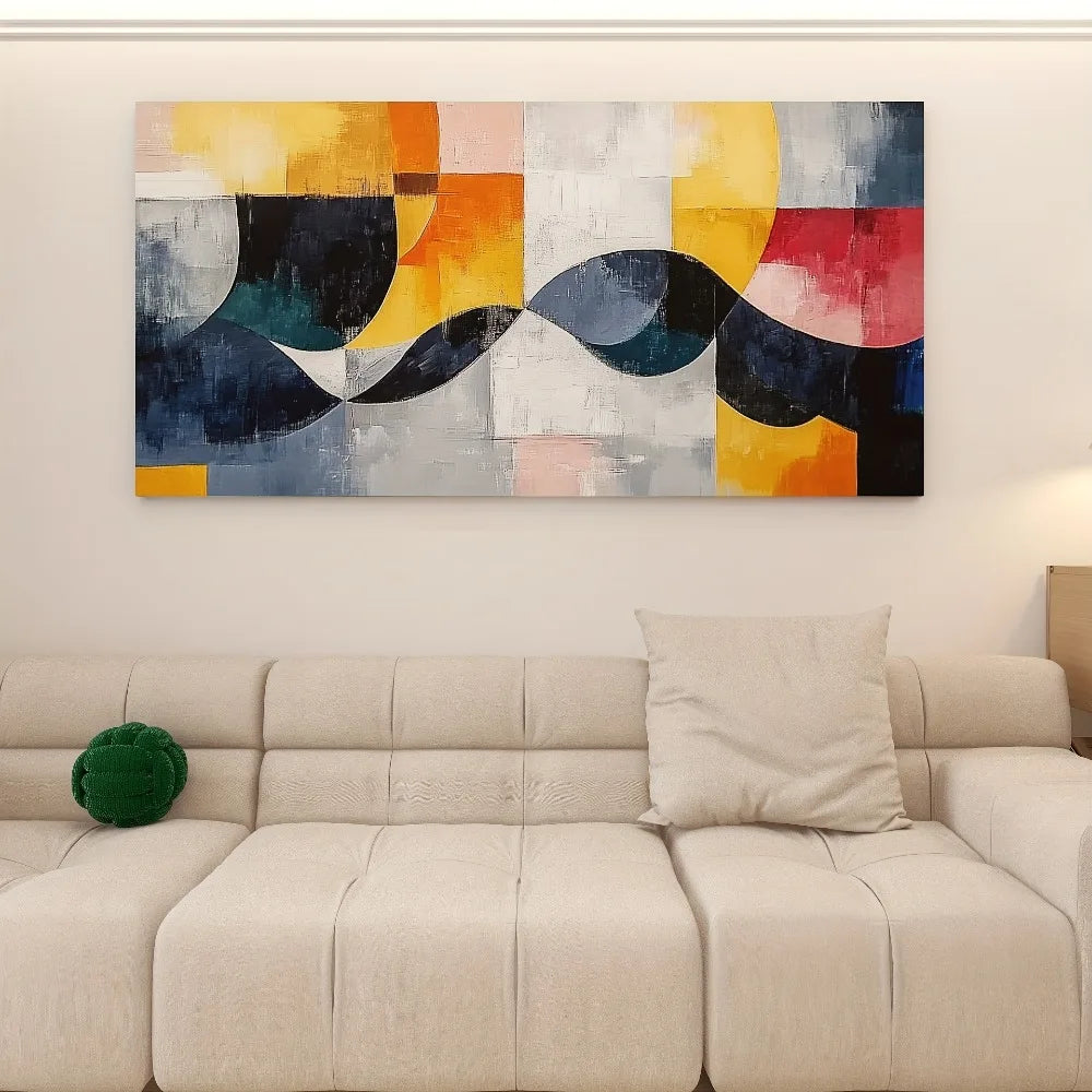 Modern Abstract Canvas Art Line Dance Design 1.5Inch Thick Heart Pine Frame