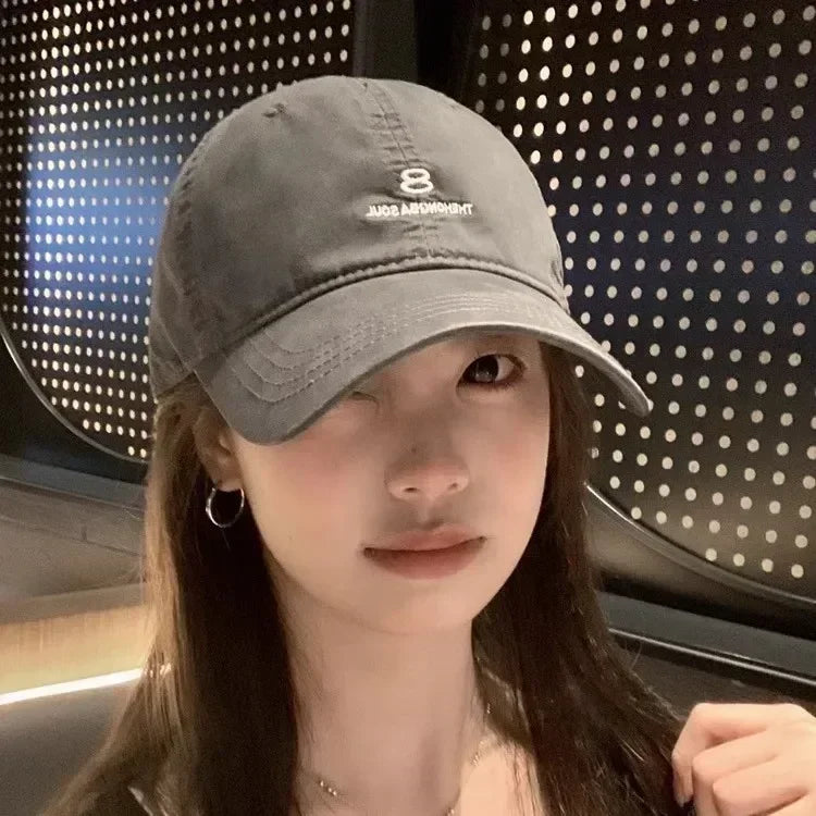 American Street Style Letter Embroidered Baseball Cap Unisex Washed Cotton Hat