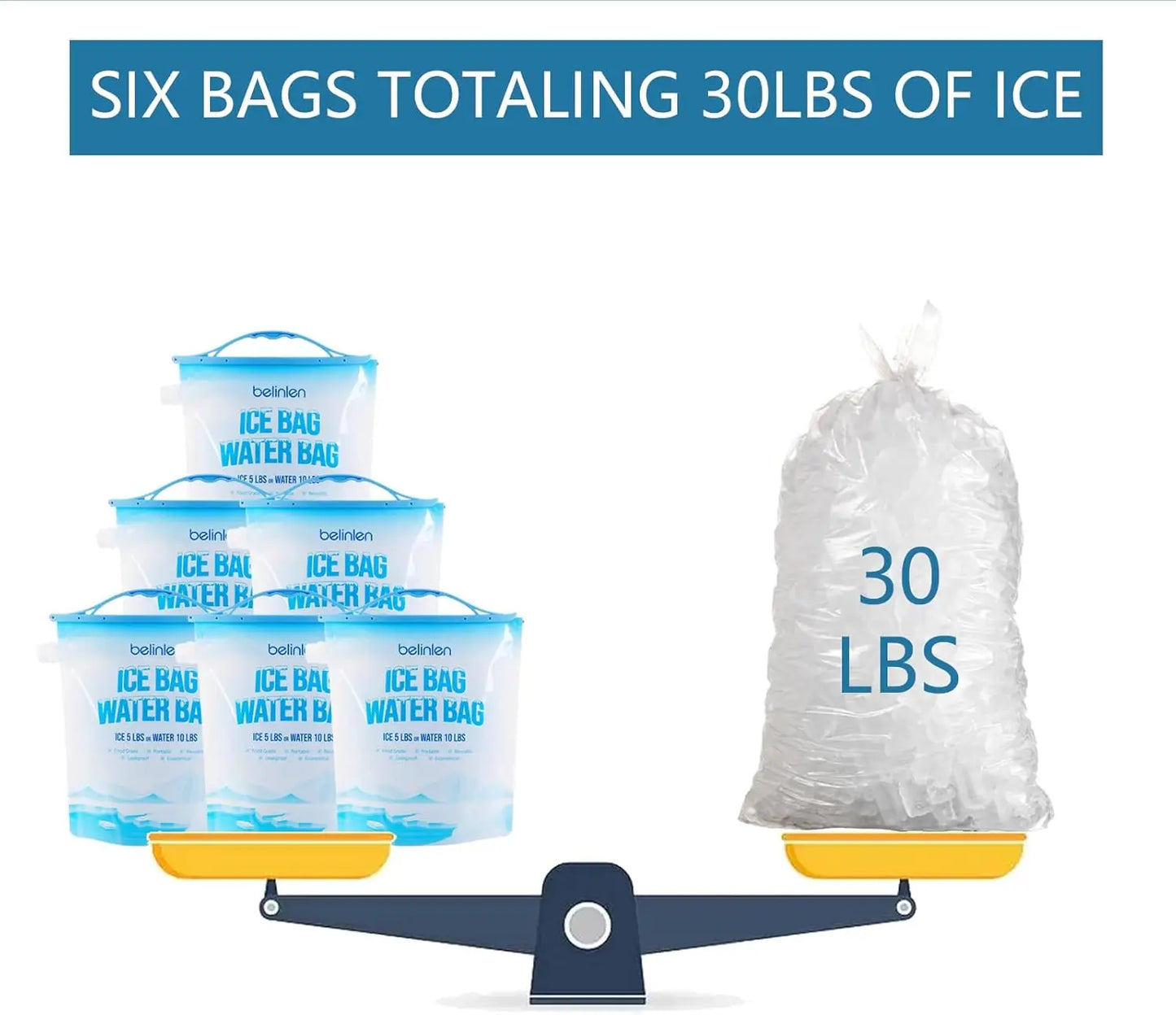Reusable Ice Bags for Cooler 6 Pack With Sealed Sliding Handle for Camping