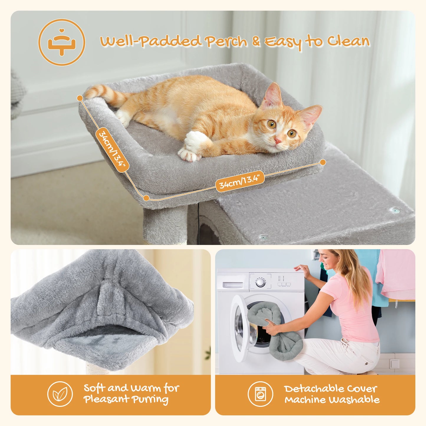 Large Indoor Cat Tree Tower With Four Levels And Two Condos