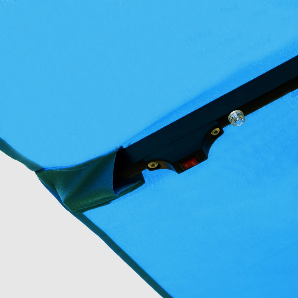 15 X 9 Ft Large Double Sided Rectangular Outdoor Twin Patio Umbrella With LED Light And Base Blue