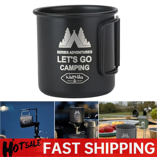 300ML Titanium Camping Mug Foldable Handle Portable