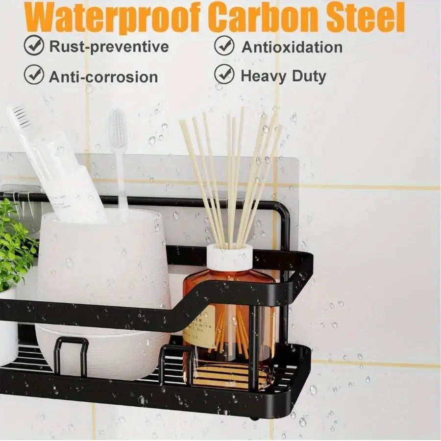 3 To 5 Pack Adhesive Shower Caddy No Drilling Rustproof Stainless Steel Bathroom