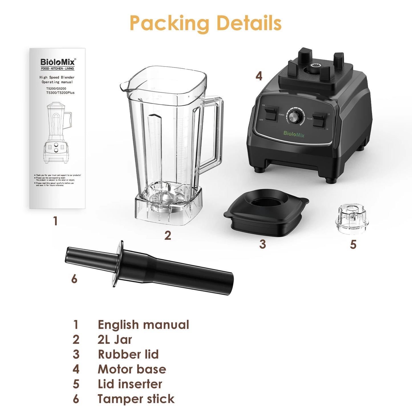 BPA Free 2200W Heavy Duty Commercial Grade Blender Mixer Juicer High Power Food Processor Ice Smoothie Bar Fruit Blender