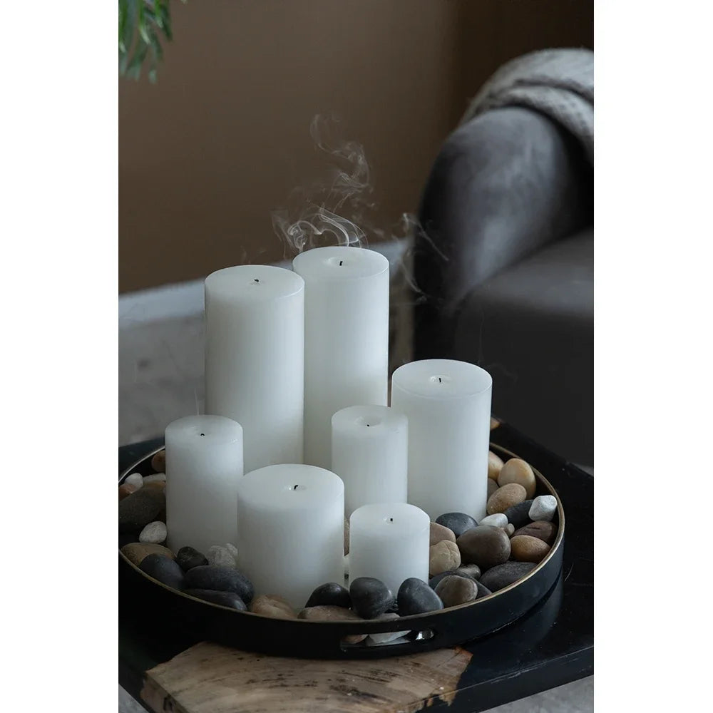 Ivory Soy Wax Pillar Candles 2 Pack Odorless For Weddings