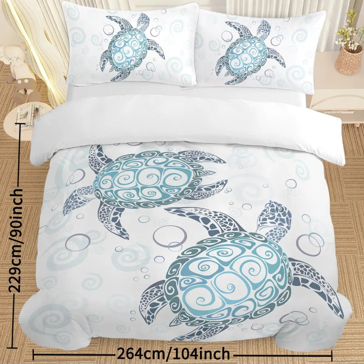 Aqua Teal Bedding Set 3 Piece Twin Duvet Cover Ocean Beach