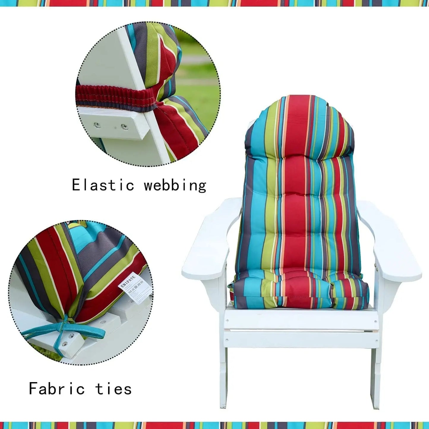 Weather Resistant Adirondack Chair Cushions High Back Indoor Outdoor Tufted Pads