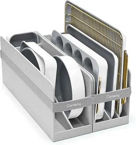 Nonstick Ceramic Bakeware Set 11 Pieces Baking Sheets Assorted Baking Pans Cooling Rack Storage Aluminized Steel Body Non Toxic PTFE PFOA Free Cream