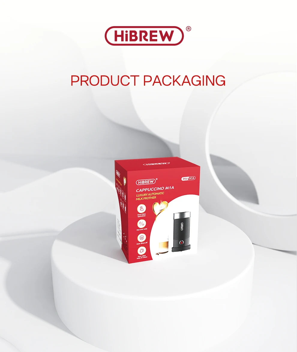 HiBREW Electric Milk Frother Foaming Mixer for Hot and Cold Latte Cappuccino Fully Automatic Milk Warmer Model M1A