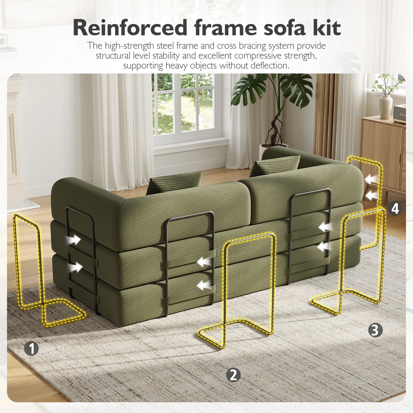 Convertible Floor Sofa Bed With Fixed Shape Frame 5 In 1 Living Room Sofa