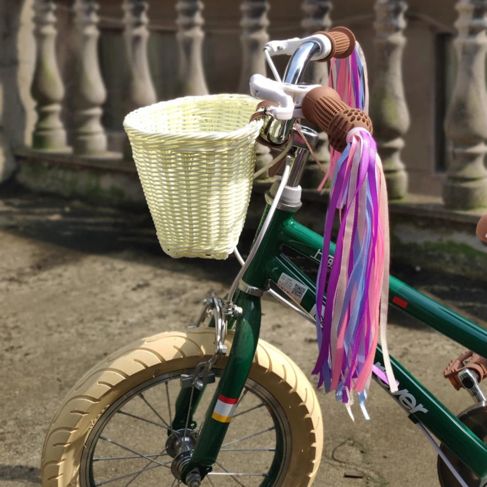 Rattan Bike Basket Front Handlebar Waterproof Handwoven