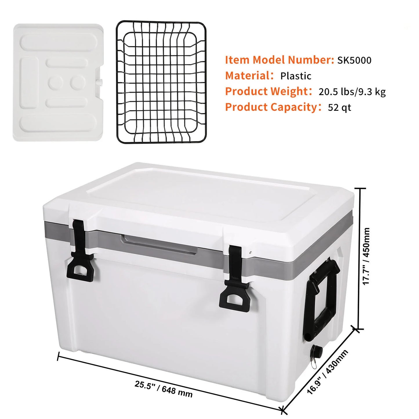 SucceBuy 52 Qt Insulated Portable Cooler Holds 50 Cans Ice Retention Hard Cooler