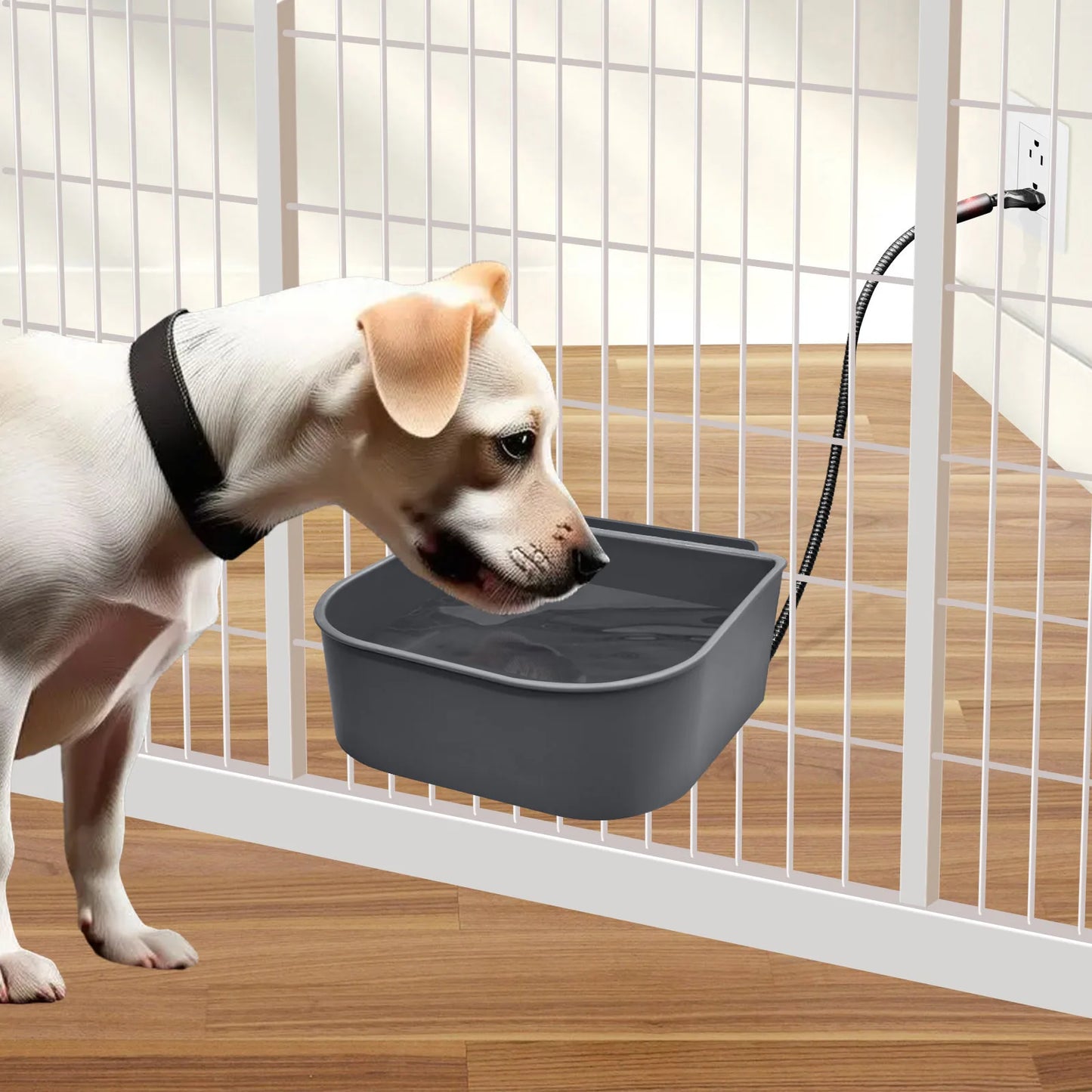 Plastic Heated Pet Bowl Hanging Water Bowl For Dogs Cats Rabbits 1L US