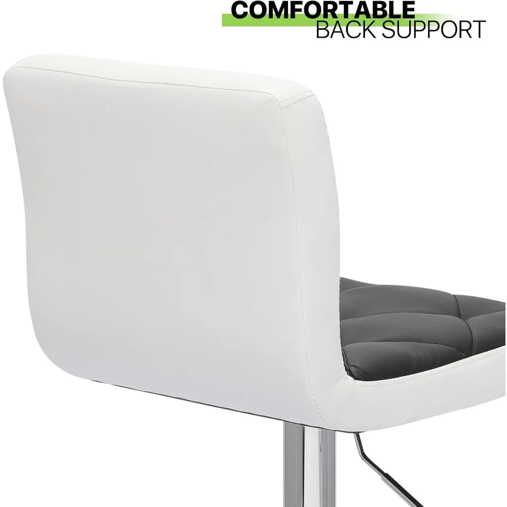 Faux Leather Bar Stools 360 Swivel Adjustable Mixed Black 4