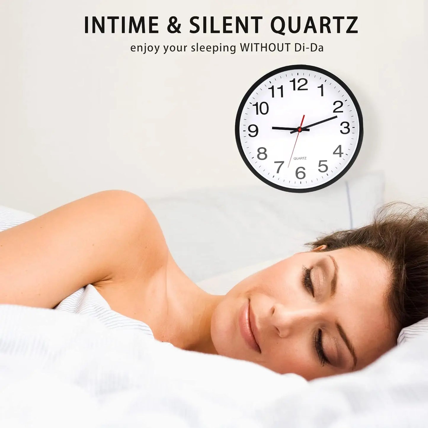 12 Inch Silent Wall Clock Battery Operated Non Ticking Black White Living Room
