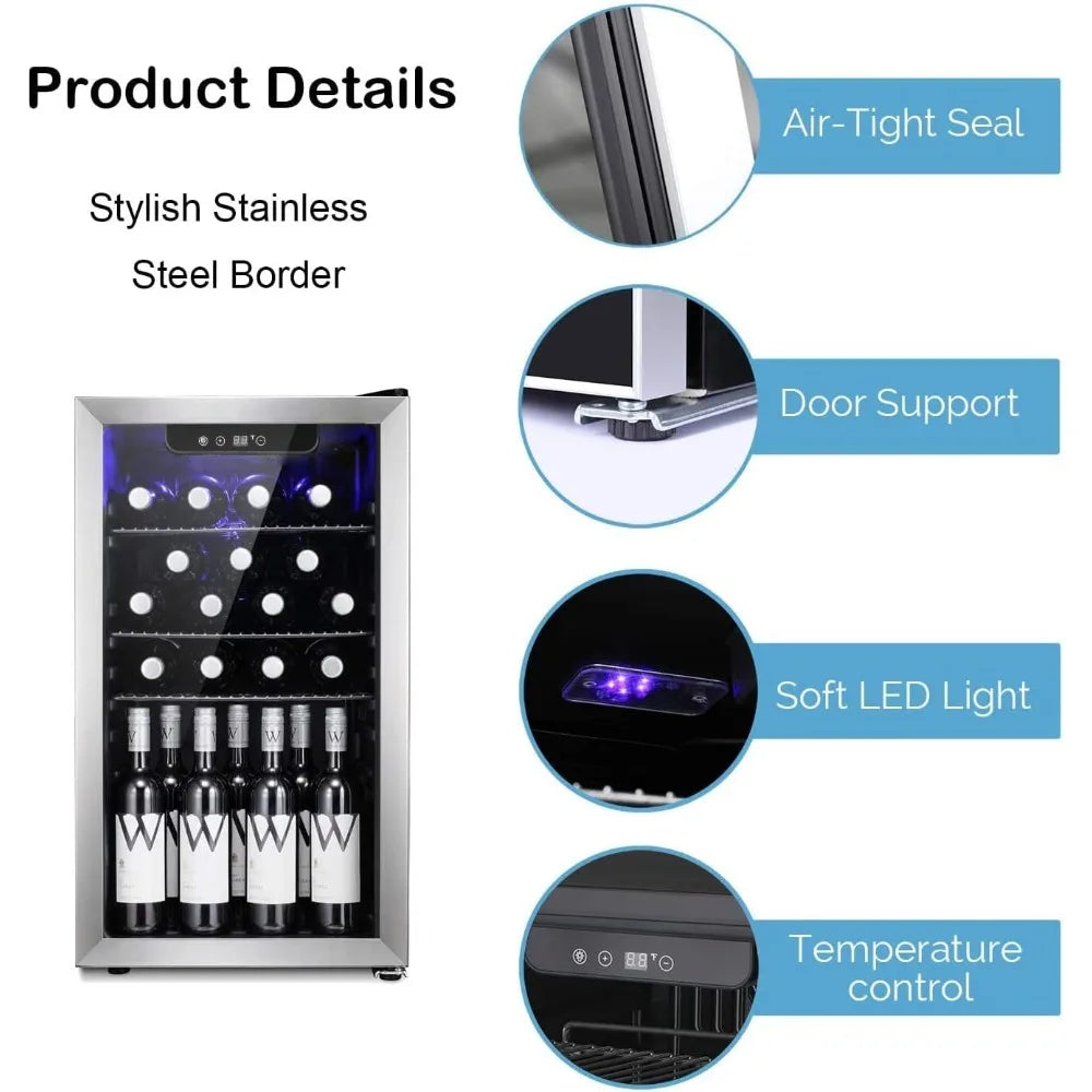 Angduo 26 Bottle Wine Cooler Cabinet Beverage Refrigerator