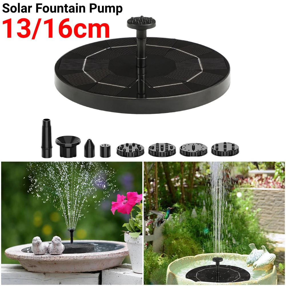 Solar Powered Floating Fountain Pump For Garden Pond Bird Bath Outdoor With 8 Nozzles Free Standing