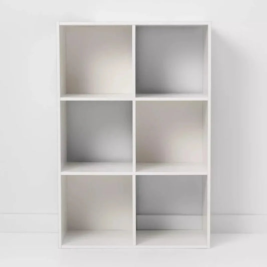 11 Inch 6 Cube Organizer Shelf Bookcase White Wood Storage