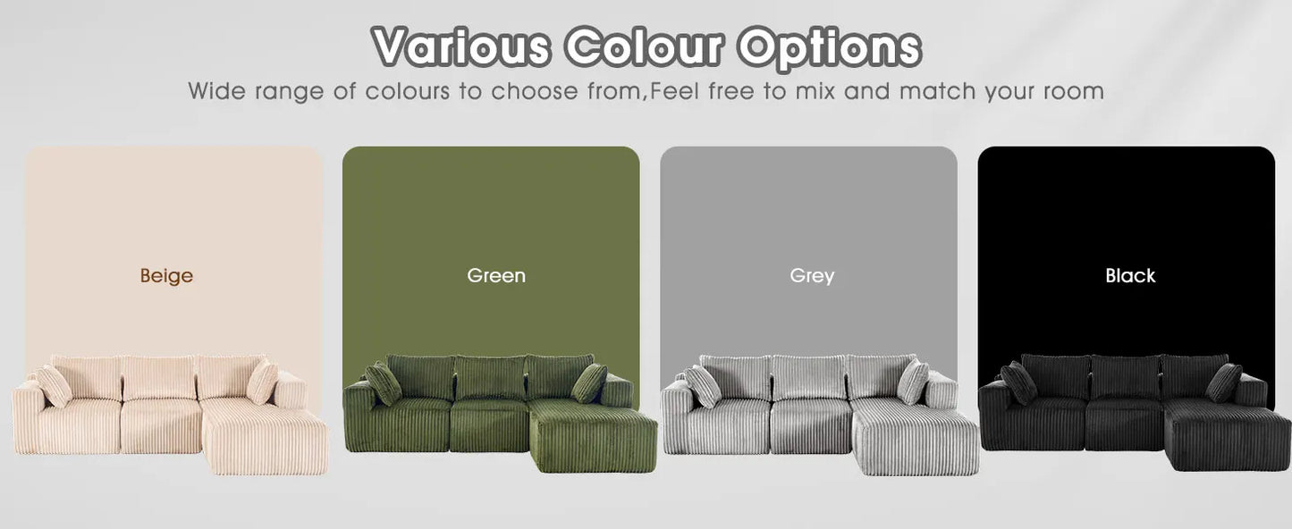 Grey Velvet Modular Sectional Sofa With L Shape Chaise