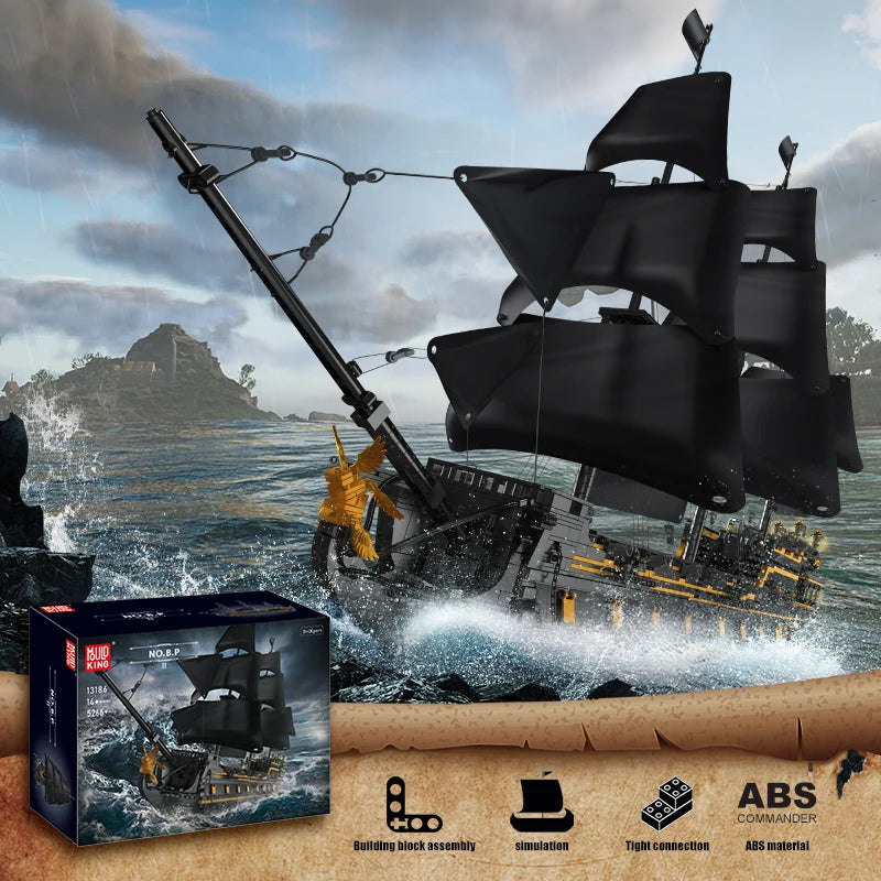 Mould King 13186 Pirate Ship Building Block Set The Big Black Pearl Kids Gift