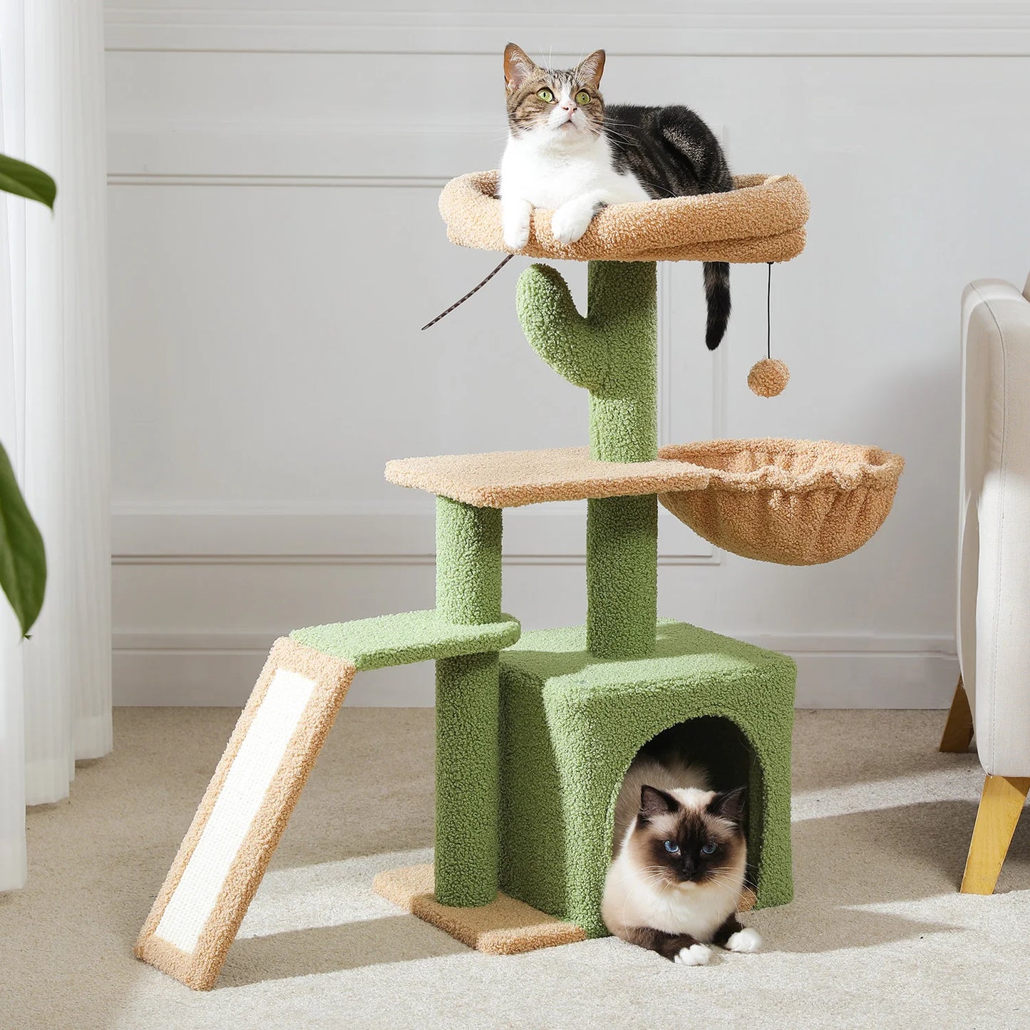 Grey Cat Tree Tower For Indoor Cats Two Styles With Hammock