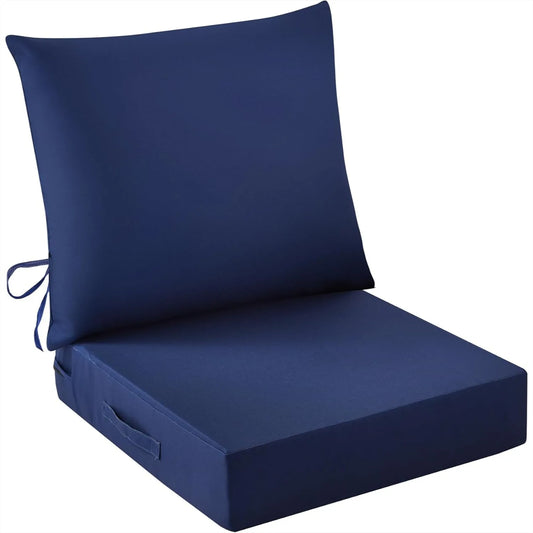 Outdoor Chair Cushions 24x24 With Back Cushion Waterproof Fade Resistant Straps
