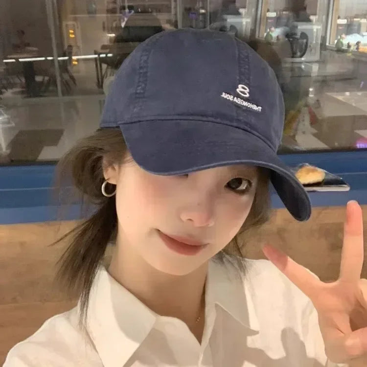 American Street Style Letter Embroidered Baseball Cap Unisex Washed Cotton Hat