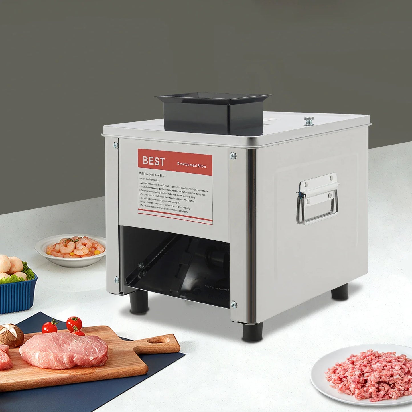 850W Electric Meat Cutter Stainless Steel Slicer US 110V