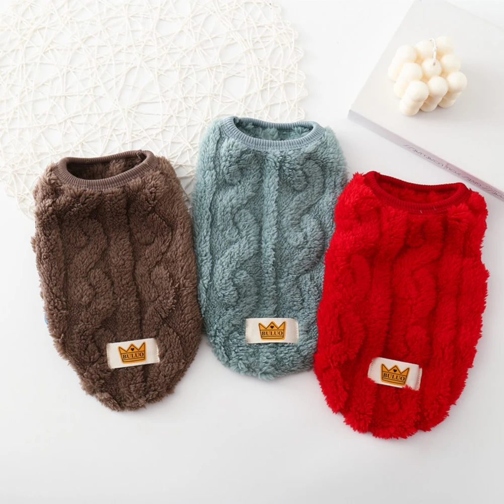 Solid Cute Wavy Double Sided Puppy Kitten Warm Coat Sweater for Small Dogs Cats