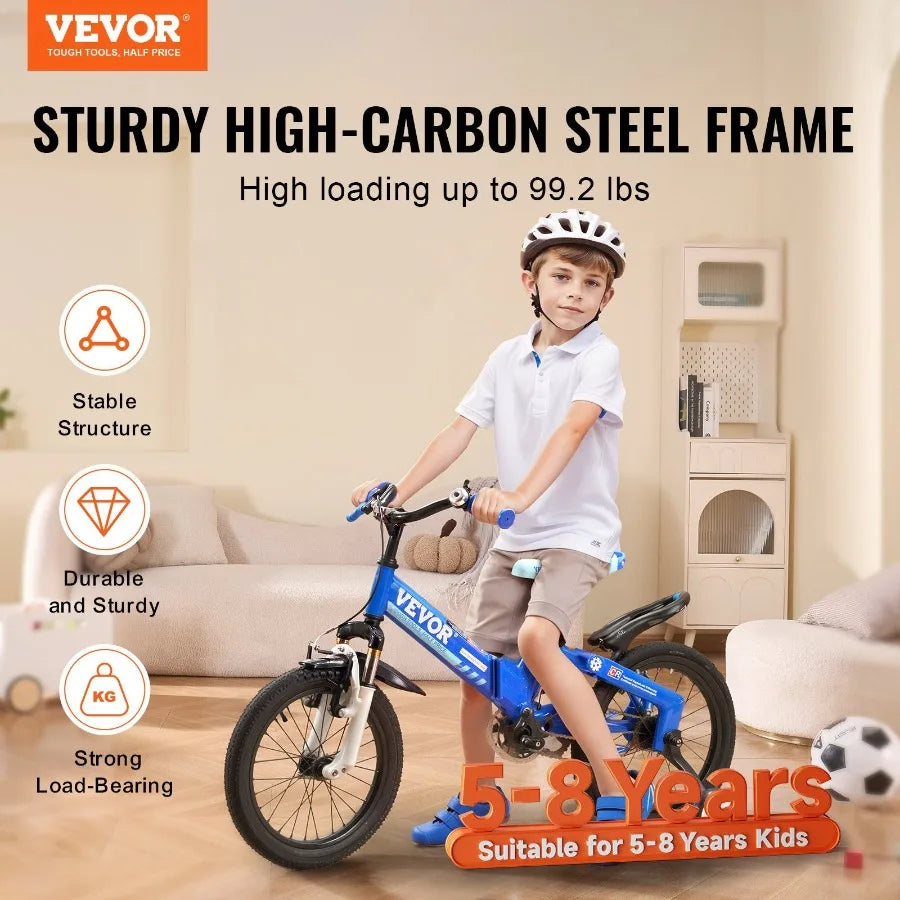 Folding Toddler Balance Bike 16 Inch High Carbon Steel Bike with Adjustable Seat Handlebar Inflatable Tires Portable Balance Bicycle
