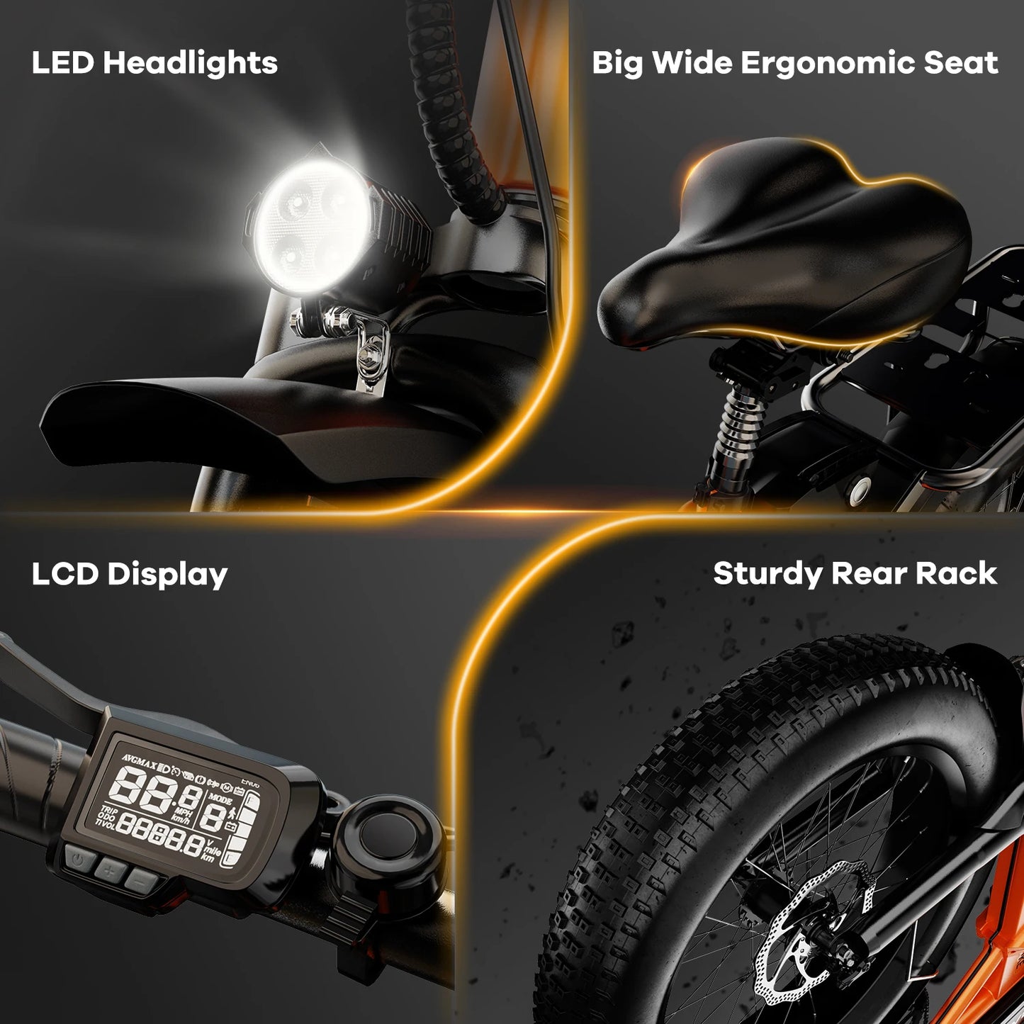 1000W Folding Electric Bike With Removable 48V 20Ah Battery