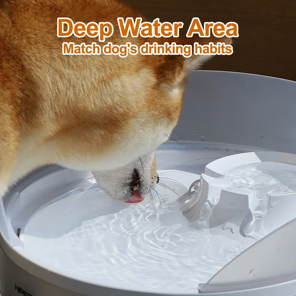 NPET 2 Gallon White Dog Water Fountain For Large And Medium Dogs