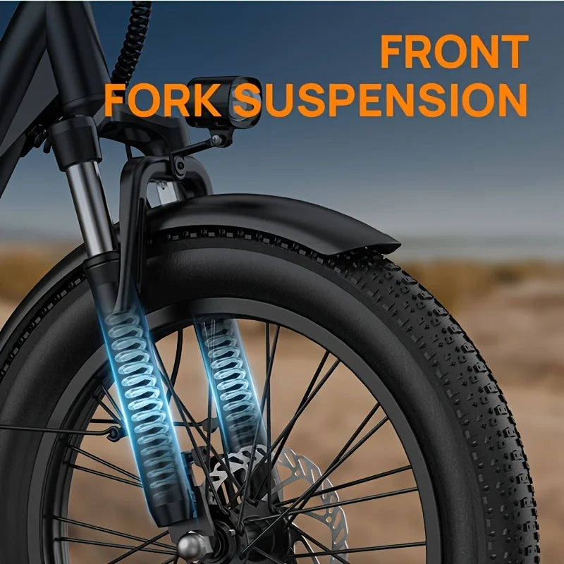 1000W E20 Electric Bike 48V Battery 20x3 Fat Tire 7 Speed