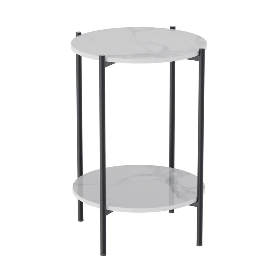 Two Tier Round Coffee End Tables Sofa Side Table Plant Stand