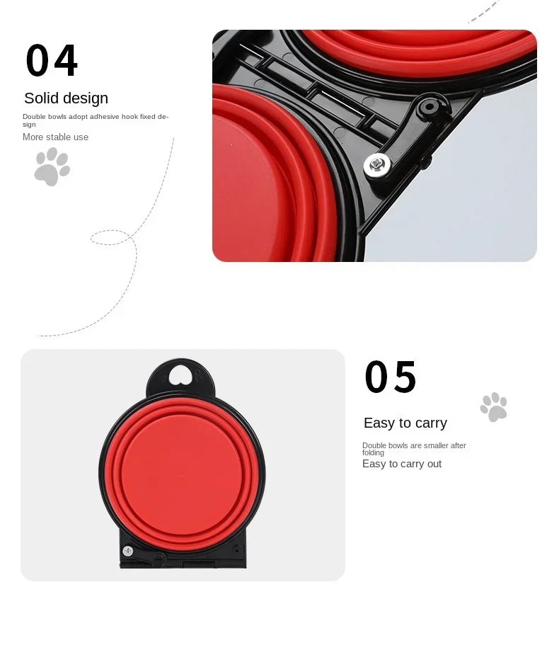 2 In 1 Foldable Dual Bowl For Dog And Cat Portable Travel Feeding Drinking Bowl