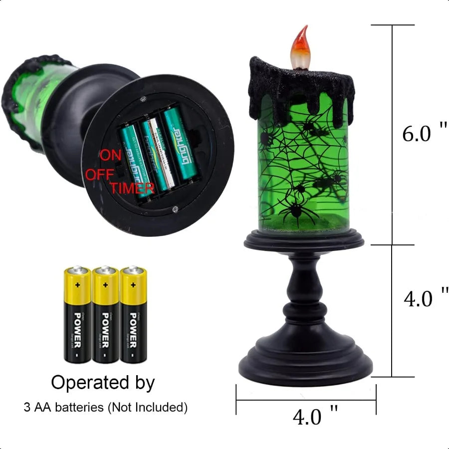 Halloween Globe Candles Battery Operated Spooky Spinning