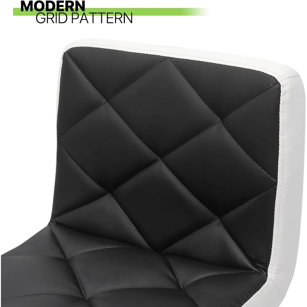 Faux Leather Bar Stools 360 Swivel Adjustable Mixed Black 4