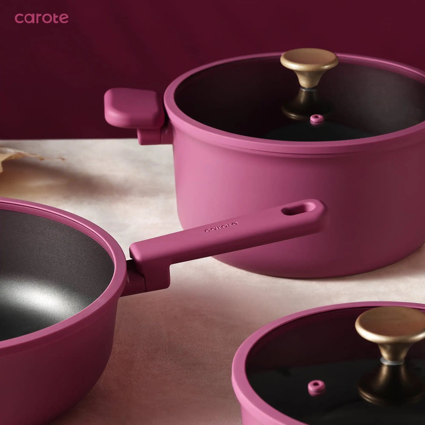 Kitchen Cookware Sets Nonstick Pots and Pans Set Induction Cookware 16 Pcs Rose Pink