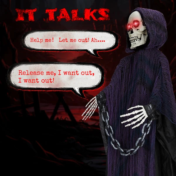 Life Size Grim Reaper Animatronic 6ft Decoration With Sound