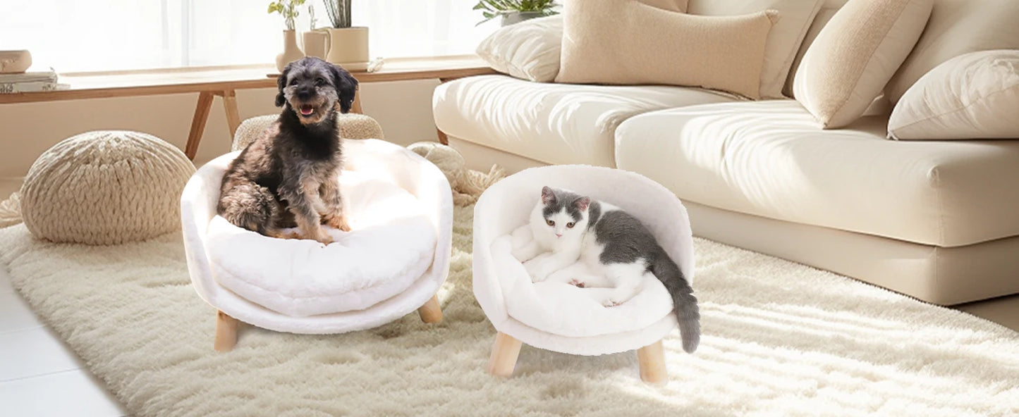 Ultra Soft Elevated Dog And Cat Sofa Bed With Removable Waterproof Cushion