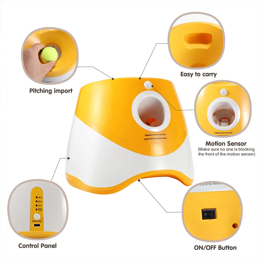 Automatic Mini Tennis Ball Launcher For Dogs Interactive Catapult Pinball Toy