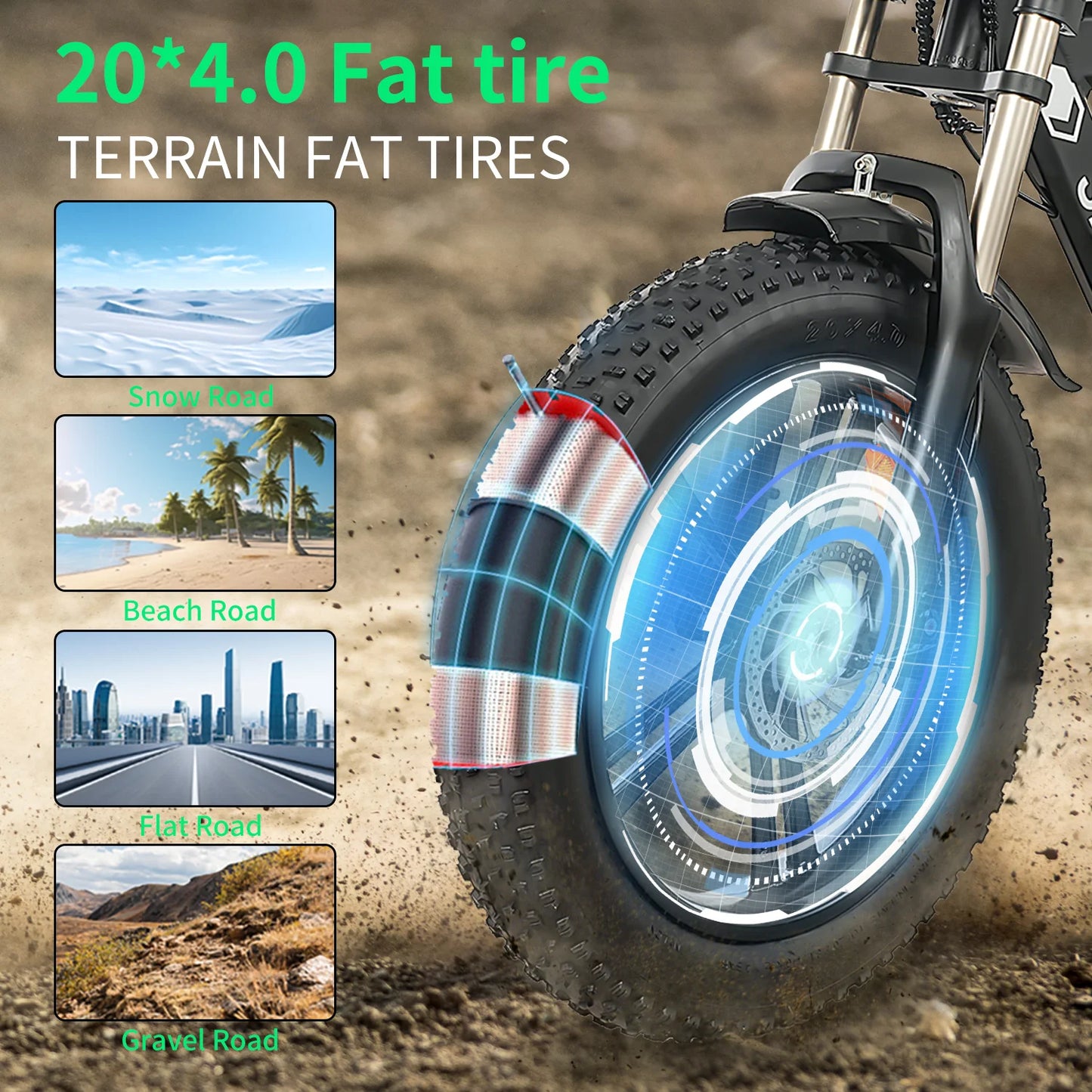 AK2 Electric Bicycle Motorcycle 750W Motor 75 Miles Snow Electric Bike 48V 840Wh Battery Shimano 7 Speed 20 Inch Fat Tire E Bike