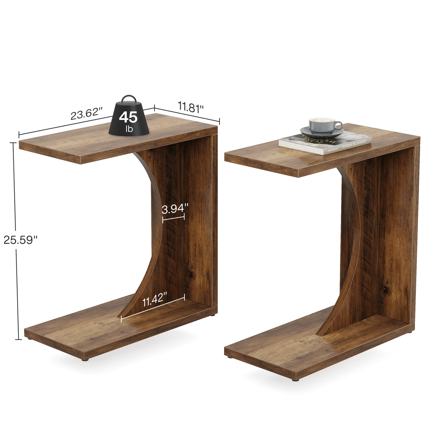 Tribesigns C Shaped End Table For Sofa Living Room Bedroom
