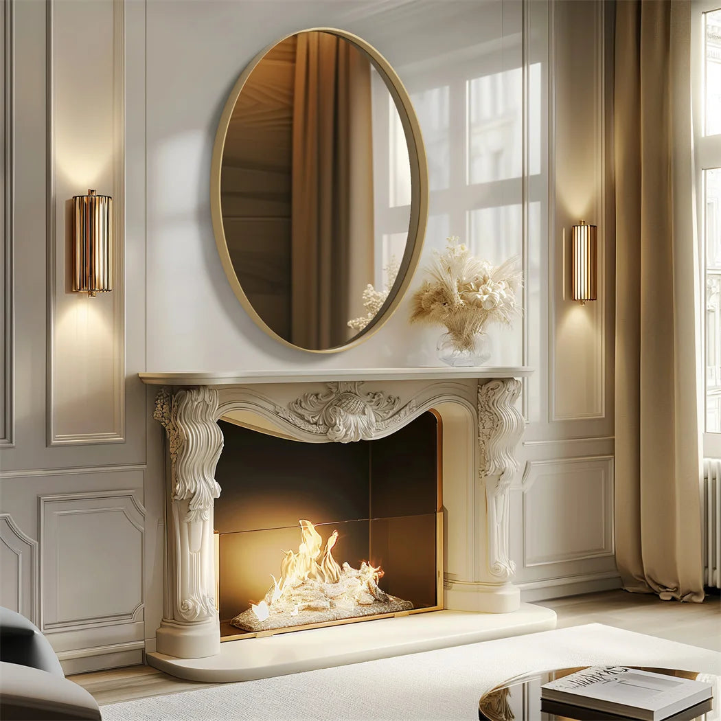 LUVODI Brushed Gold Mirror with Metal Frame for Living Room Entryway and Vanity Wall Decor
