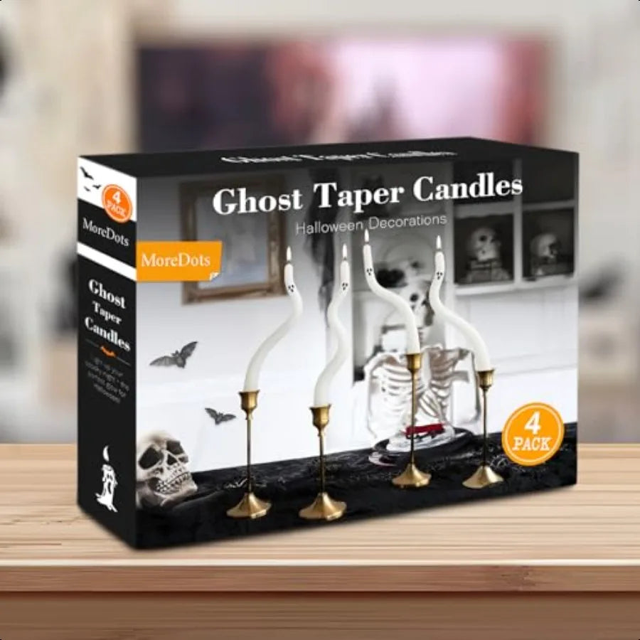 Halloween Ghost Taper Candles 4 Pack Centerpiece Decor